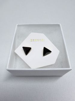 Black Triangle Stud Earrings 8mm Gold Tone Geometric Jewelry