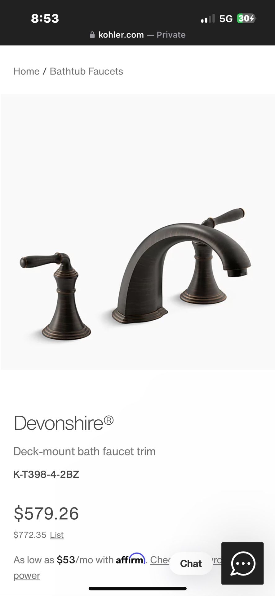 Kohler Devonshire Bath Faucet