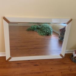 Left White Lacquer Art Deco Style Mirror