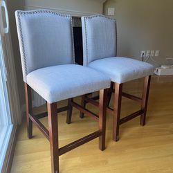 Set Of 2 Counter Height Upholstered Chairs 