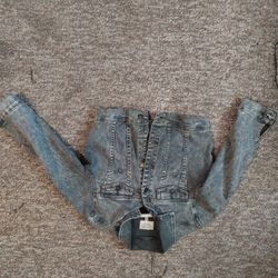 Dark Grey Crop Denim Jacket