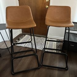 Pair of Faux Leather Bar Stools - Excellent Condition