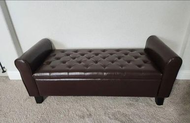 Leather brown Storage bench ottoman 52"Lx20"H x20"W