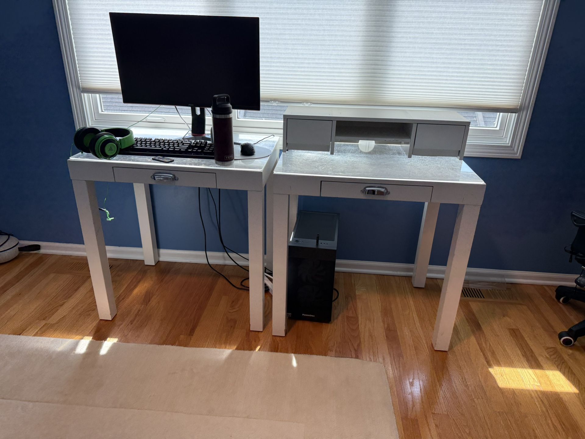 2 White Pottery barn kids parsons desks
