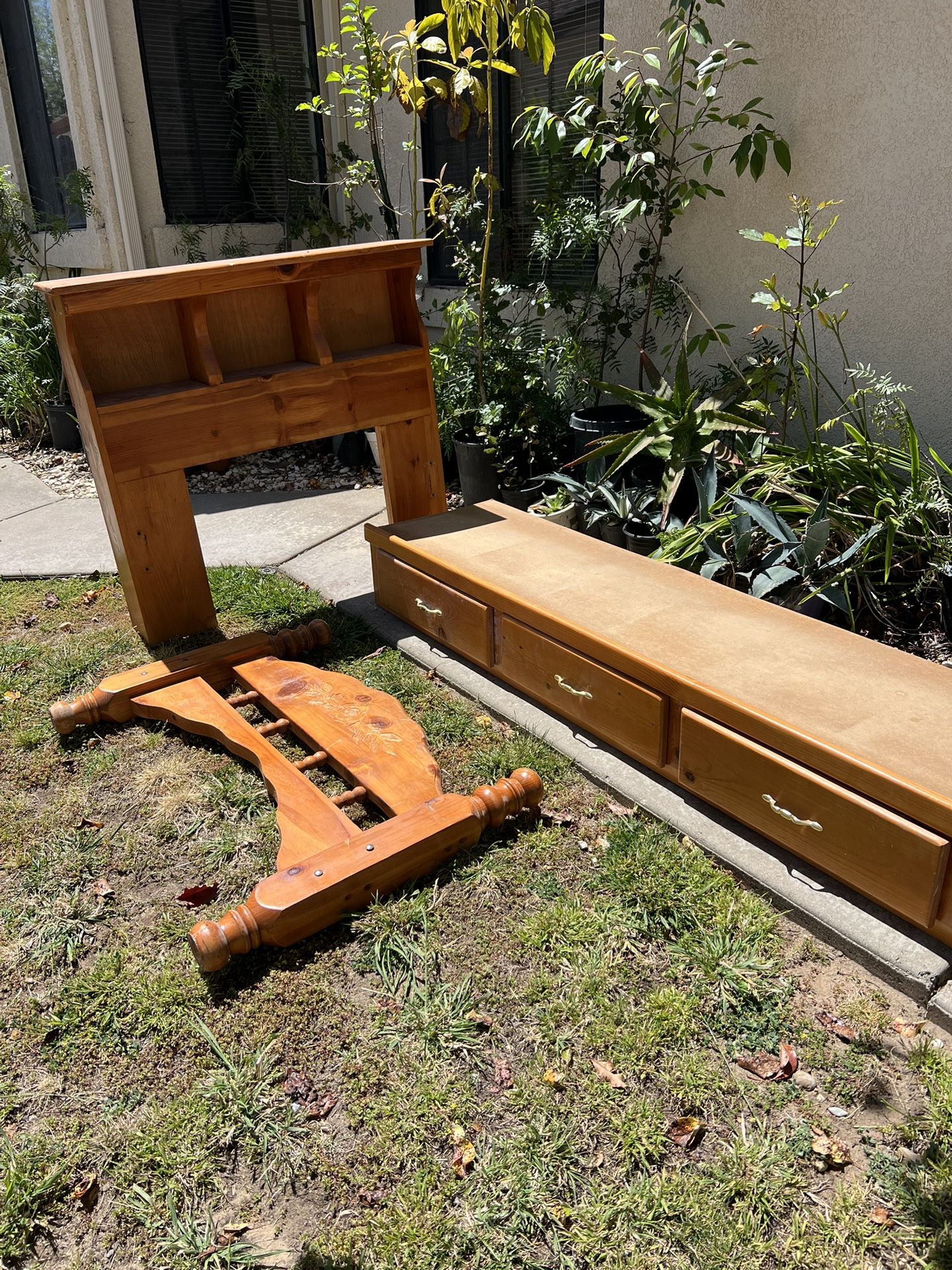 Twin Wood Headboard, Bed Frame, And Dresser