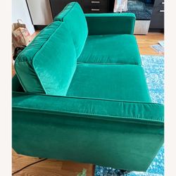 Albany Park Emerald Green Loveseat W/ Matching Marble End Tables