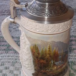 1996 Thomas Kinkade Stein Collectible. "Beginning of a Perfect Day." Issued By Longton Crown, Limited to 75 firing days. 2nd, of my Collection.