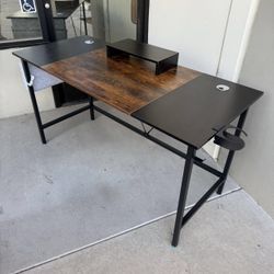 New In Box 56x24x30 Inch Tall Office Computer Desk Table With Monitor Stand Shelf 