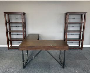 Office desk and bookshelf set