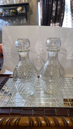 Vintage Princess House Decanter -Diamond Pattern Pressed Glass Bottom Thumbprint