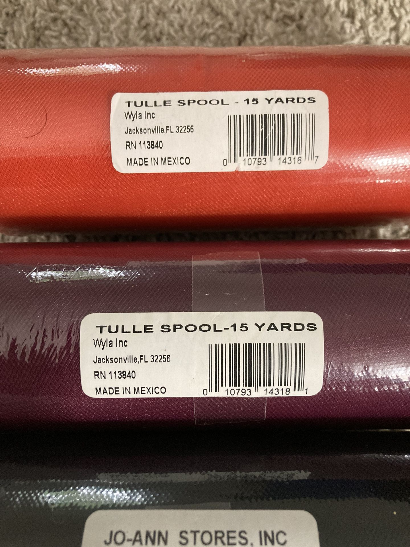 3 rolls of tulle spool 100% nylon