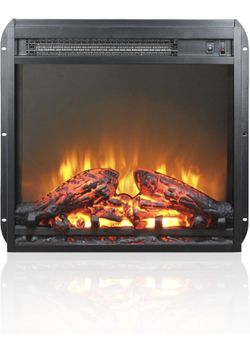 18 inch Electric Fireplace Insert, Ultra Thin Heater with Log Set & Realistic Flame, Overheating Protection (18 INCH)