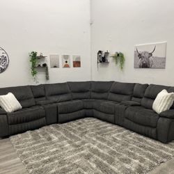 Gray Sectional Powered Recliner Couch - Free Delivery 