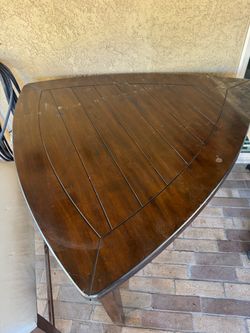 Triangular Wood Slat Patio Table