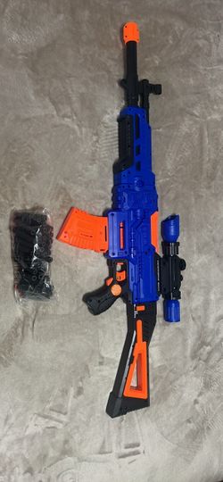 Blue and Orange Toy Foam Dart Blaster Rifle