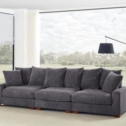 Grey Corduroy sofa (3 Pc) 