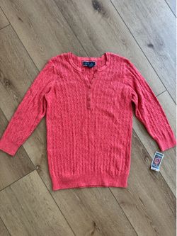 Karen Scott Cotton Cable Knit Henley Sweater, Size S