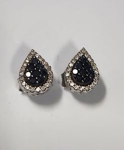 Black & White Multi-Diamond Teardrop matching necklace and earrings