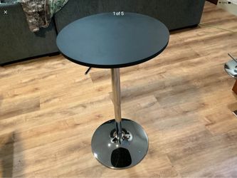 Adjustable height bistro table black and chrome