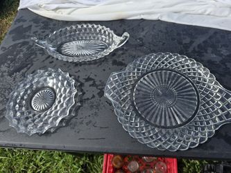 Vintage Fostoria America Crystal 3-piece Set Serving Dishes