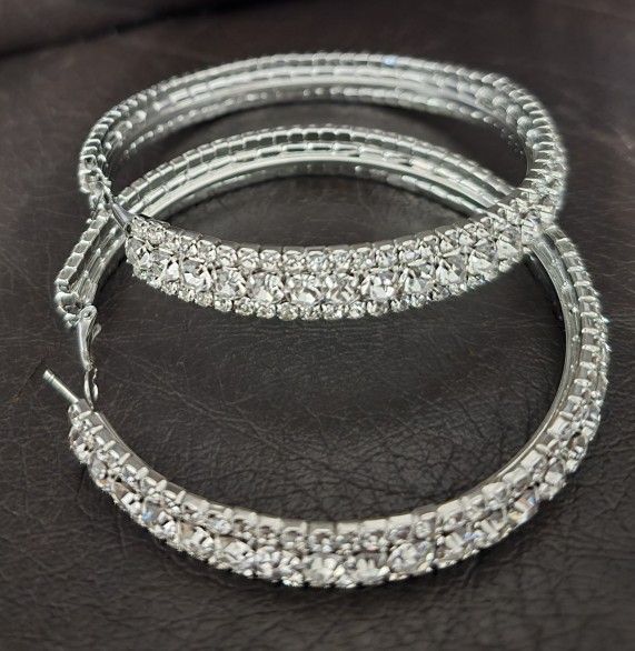 Aretes De Aro De 3 Filas Grandes