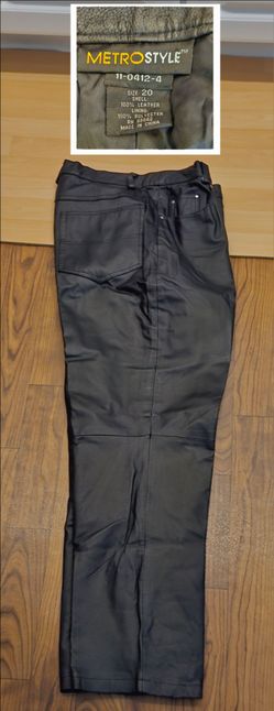 Women Black Leather Pants Size-20