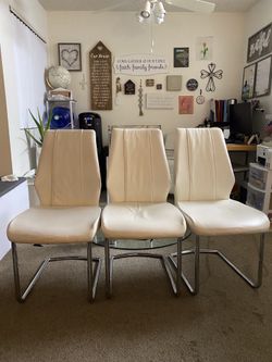 3 White Kitchen Chairs
