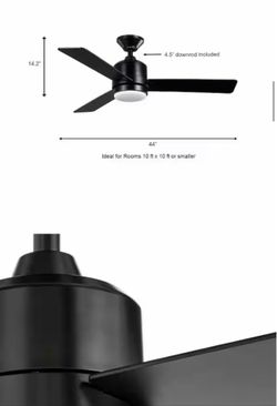 Modern 3 Blade Ceiling Fan w/ LED Light – Black
