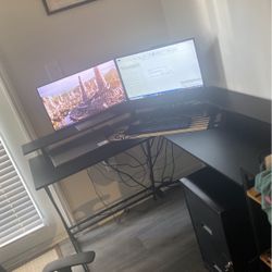 L Shaped Gaming Desk (computer, Computer Screens, And File Cabinet NOT INCLUDED)