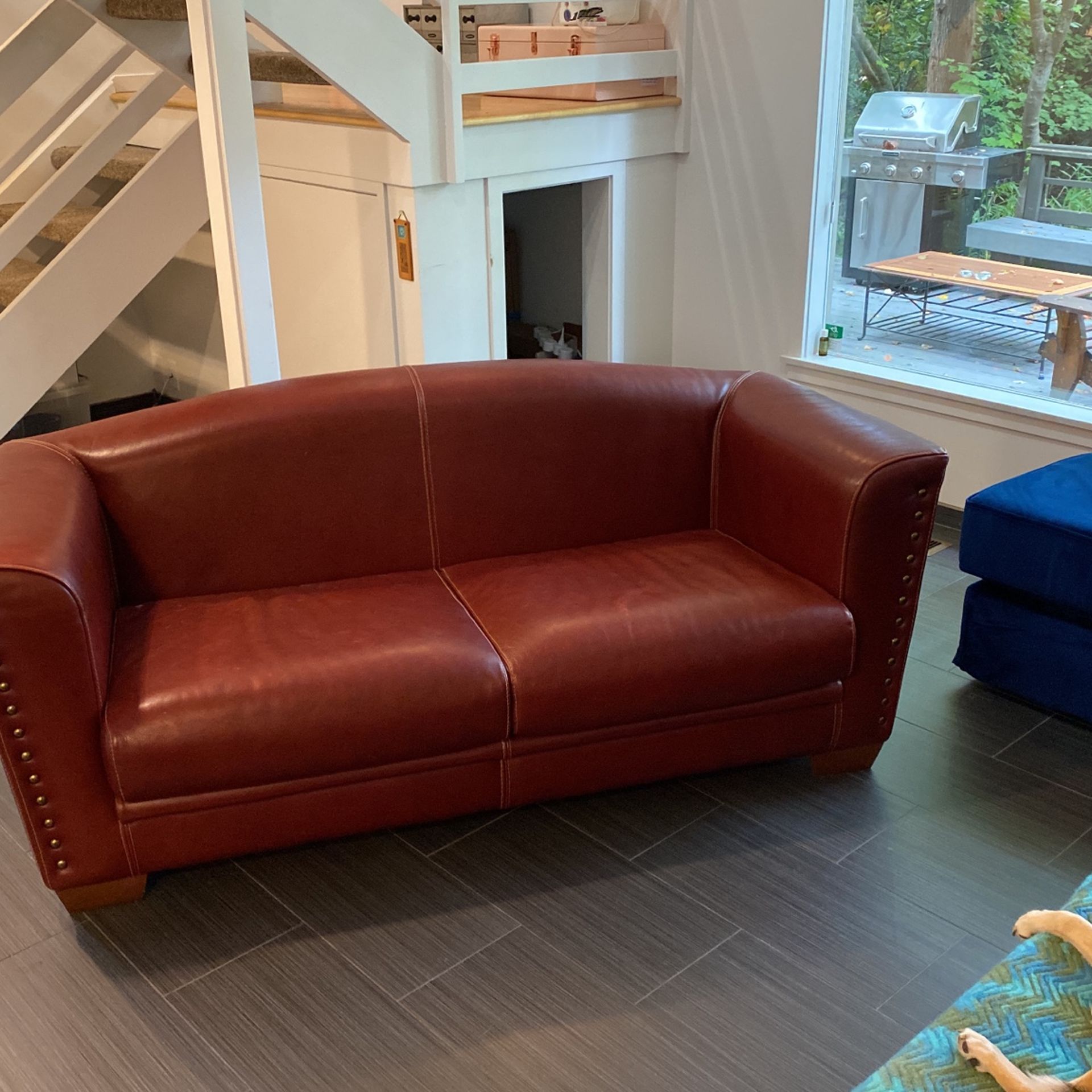 Red Italian Leather Couch