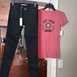 Size 1 Girls Jeans & XS T-Shirt 