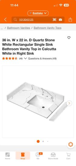 Vanity Top in Calcutta White in Right Sink