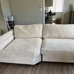 White sectional couch parts