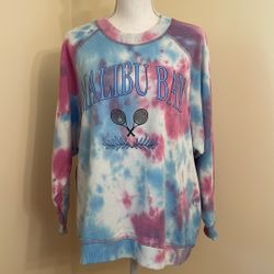 EUC Women's Bluenotes Lightweight MALIBU BAY Letter Graphic Crewneck Sweatshirt