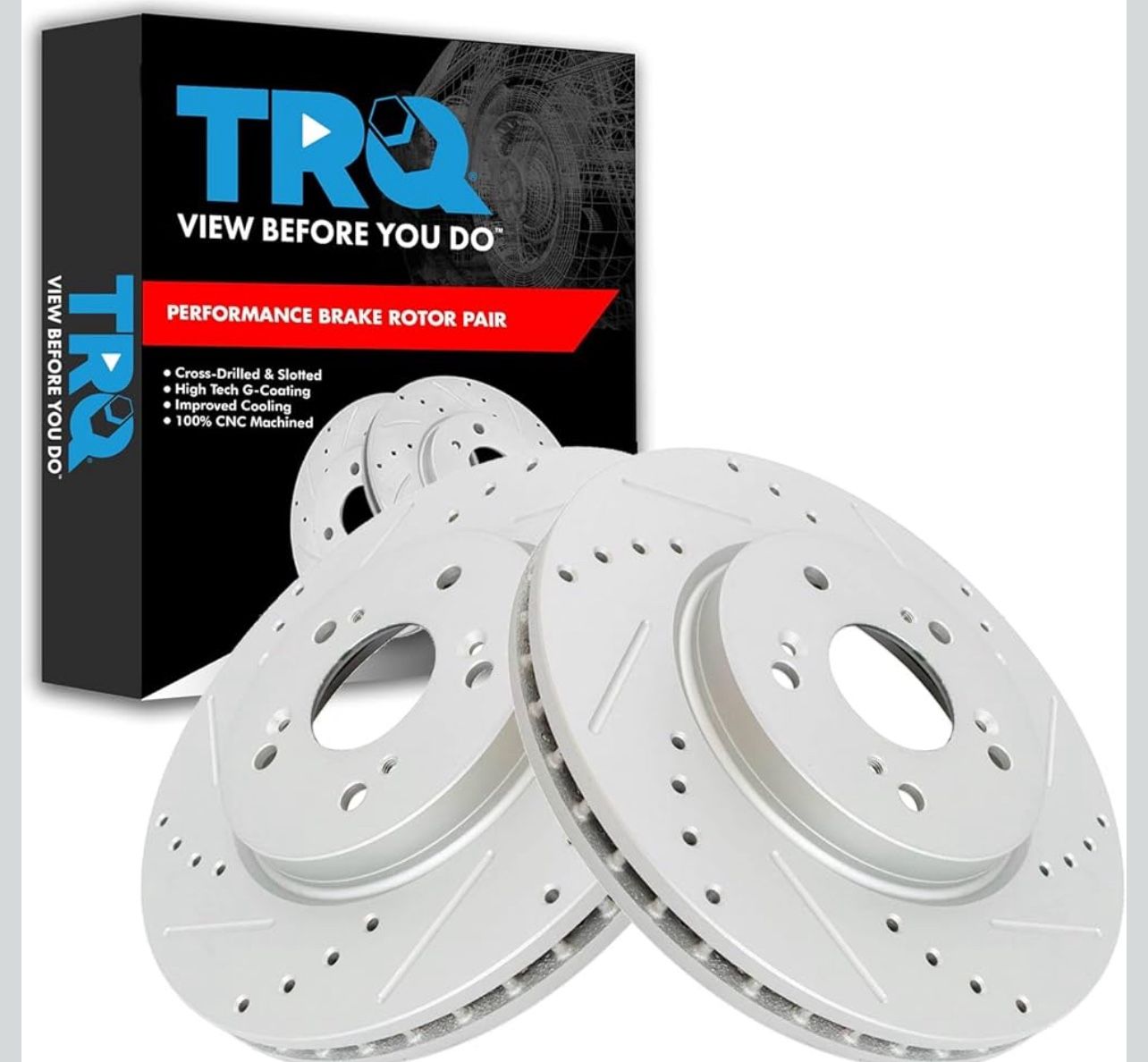 Front Brake Rotor Set G Coated Drilled and Slotted Vented 