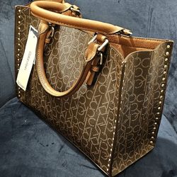 Calvin Klein Luxe Monogram Logo Medium Tote