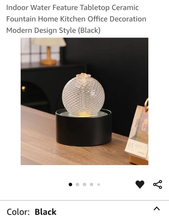 Indoor Water Feature Tabletop Ceramic Fountain Home Kitchen Office Decoration Modern Design Style (Black)