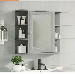 Grey bathroom cabinet with mirror DG2607