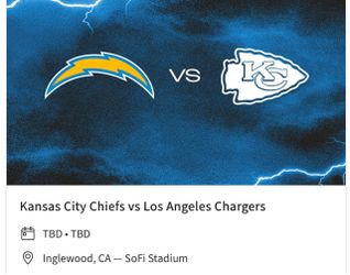 2 tickets KC chiefs Vs Chargers