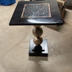 Black Lacquer End Table With Gold Leaf Balls