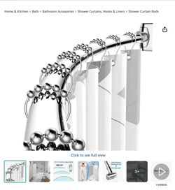 Adjustable Curved Shower Rod – 43-72", Rustproof Aluminum, Chrome (E42)
