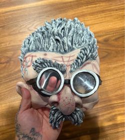 Vintage 2002 Disguise Mad Scientist Professor Exposed Brain Einstein Goggle Mask