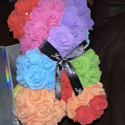 Colorful Rose Bear Love Valentines Gift