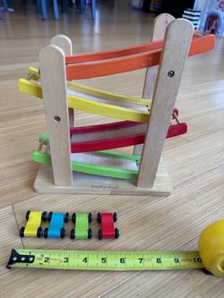 EverEarth Jr Ramp Racer. Race Track for Toddlers and 4 Wood Cars, Race Car Ramp