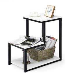 3-Tier Sofa Side Table, Nightstand with Storage Shelf