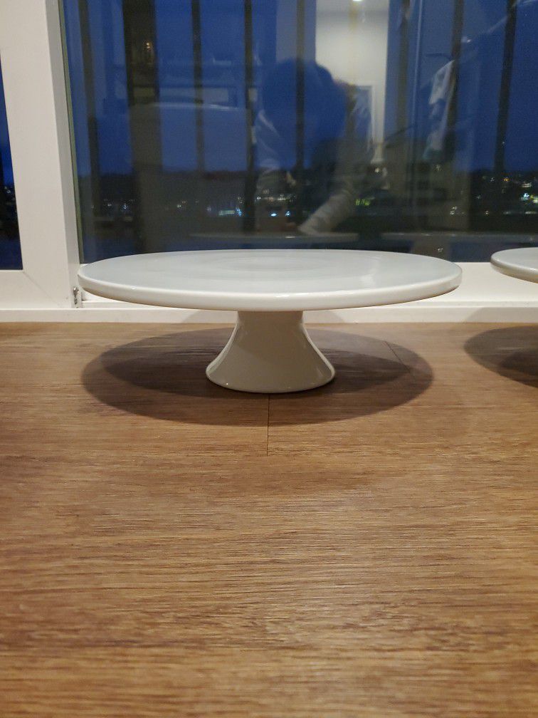 Two White Cake Stands 