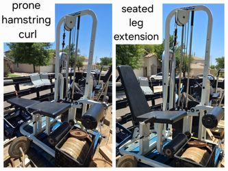 Leg extension / prone leg curl / row combo
