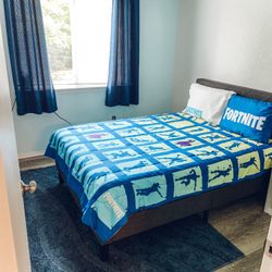 Upholstered Full Bed Frame (with optional mattress)