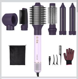 Brandnew 6-in-1 Hair Dryer Brush with Premium Aluminum Body, 110,000 RPM High-Speed Air Styler with Auto-Wrap Curlers, 200 Million Negative Ions, for 