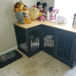 2 Dog Fancy Crate Furniture For 2 Dogs With Double Rooms And Divider